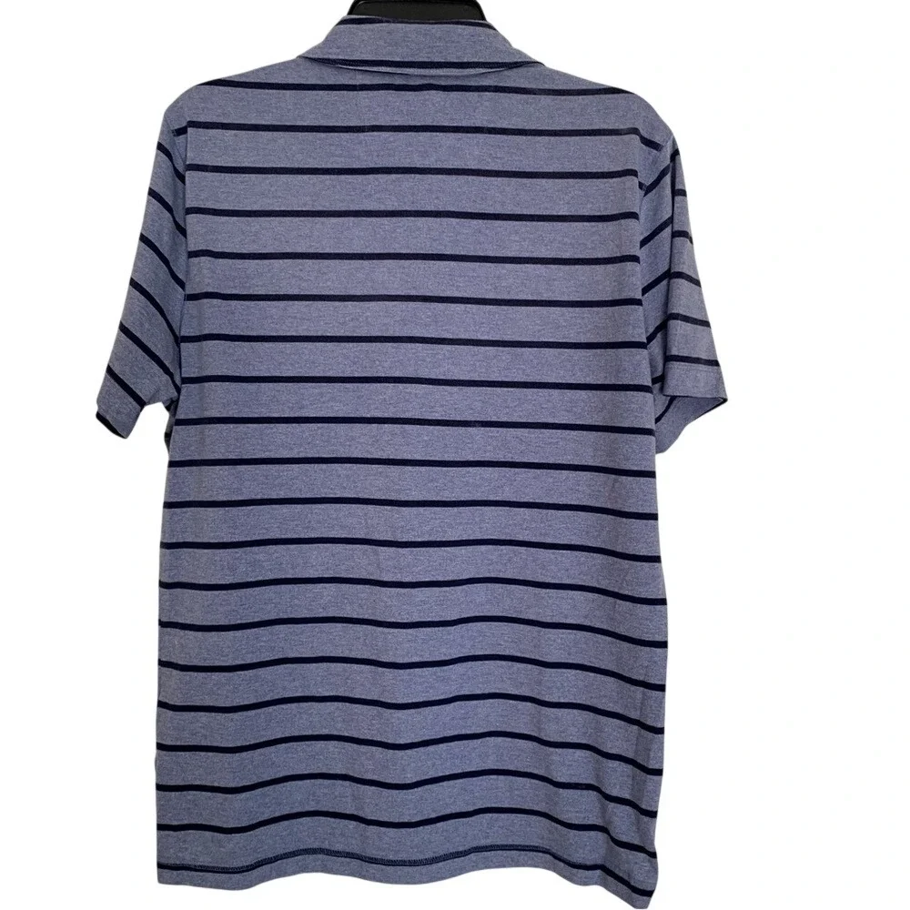 BANANA REPUBLIC. Short Sleeve Polo Shirt. Pale Blue w/ Navy‎ Stripes. Sz M.